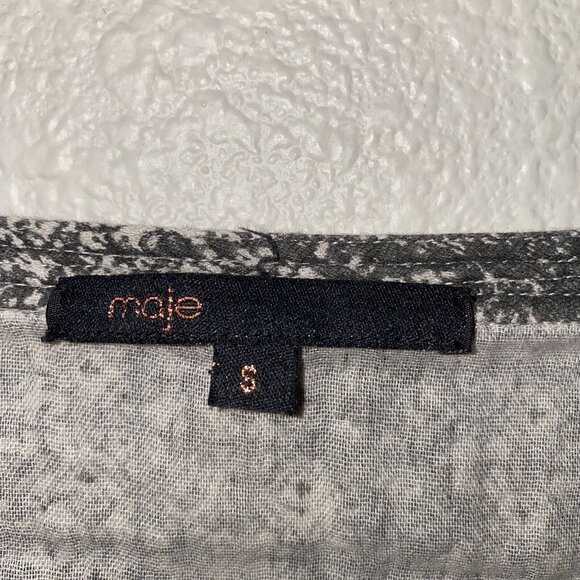 Maje Button Down Shirtdress Small Black & Gray Metallic Accents - Picture 6 of 10